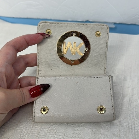 MICHAEL KORS FULTON GENUINE LEATHER+GOLD TONE CARD CASE WALLET - Picture 5 of 9